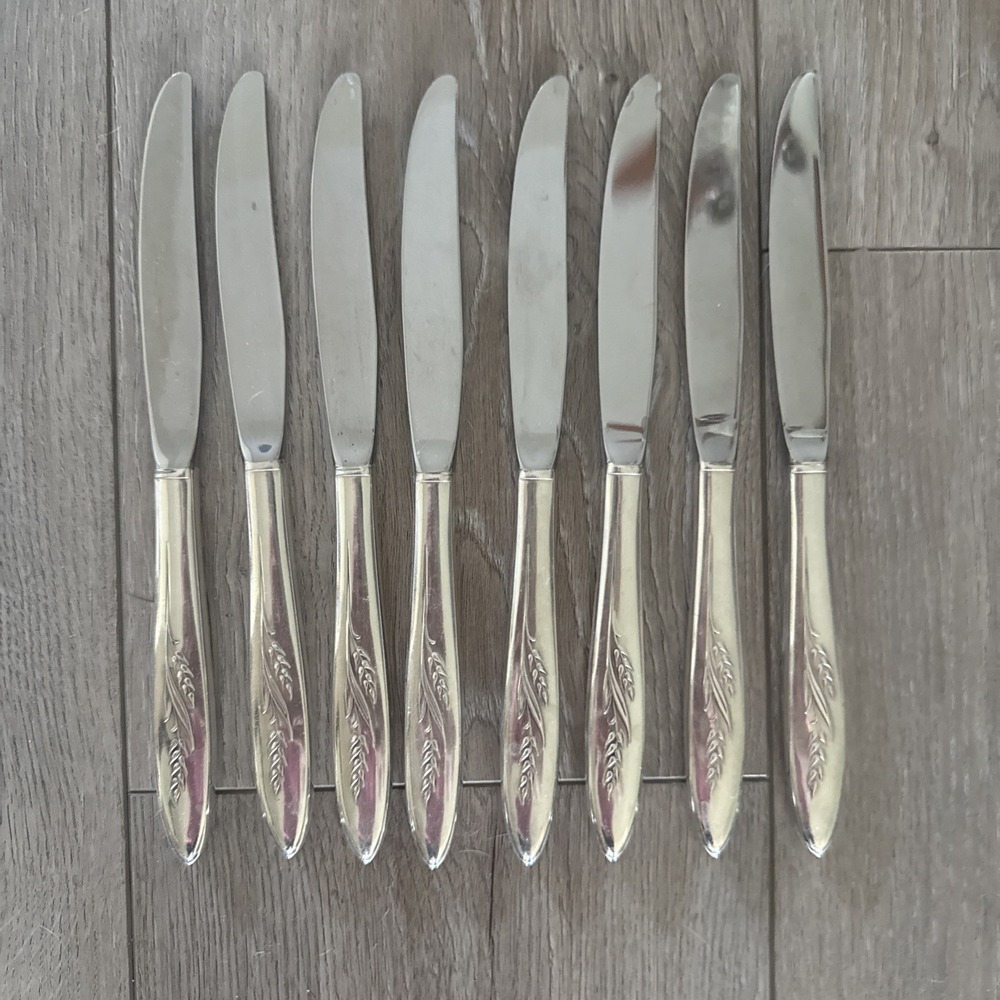 Oneida Community 1960 SONG OF AUTUMN Hollow Dinner Knives 9 1/8" Lot of 8